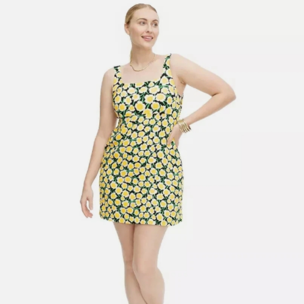 DVF For Target Yellow Poppy Mini Dress Black/Yellow/White Size 12